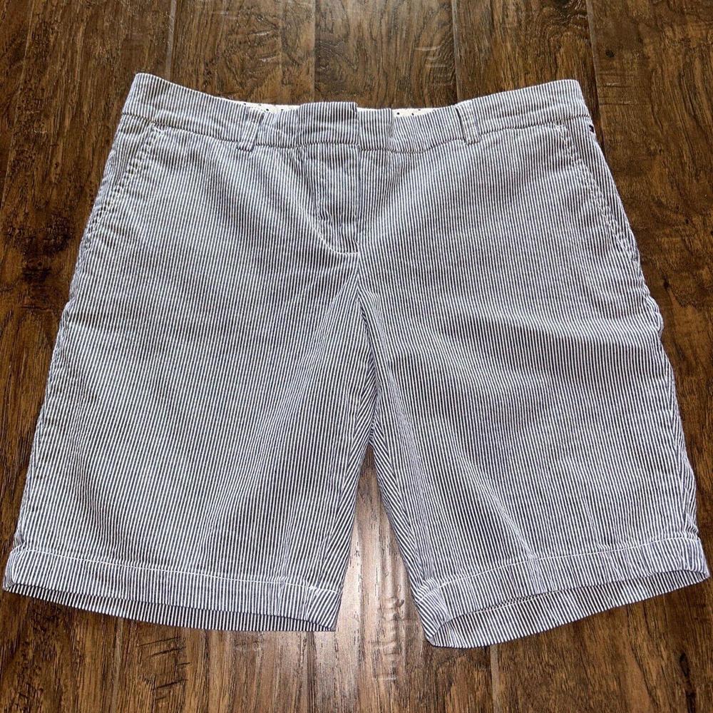 🔥🔥SOLD🔥🔥Tommy Hilfiger Seersucker Striped Shorts Women 4 Blue White Stretch 9”